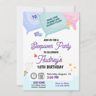 Sleepover Pajama Party Birthday Invitation