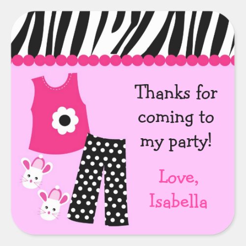 Sleepover Pajamas Birthday Party Favor Stickers