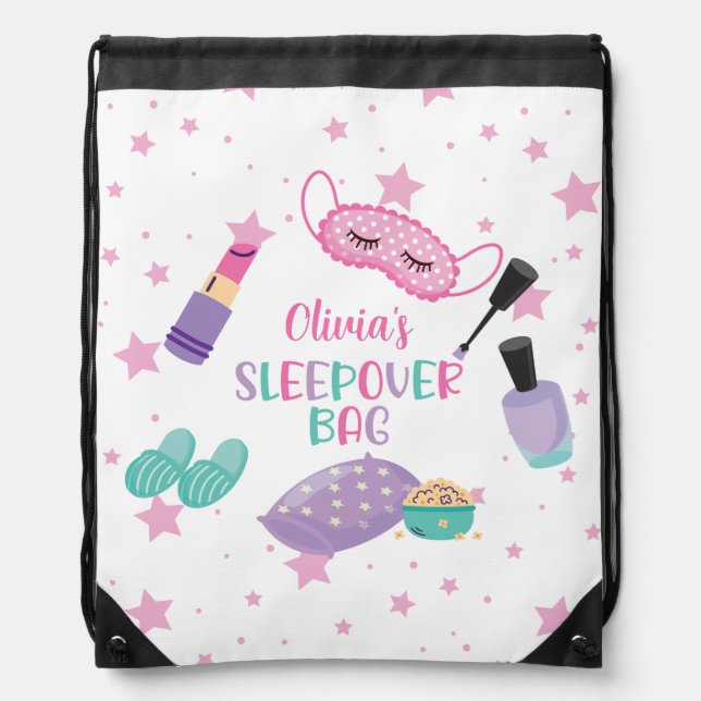 Sleepover party bag Drawstring Backpack (Front)