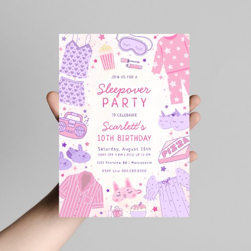 Sleepover Party Birthday Invitation