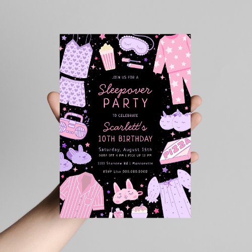 Sleepover Party Birthday Invitation