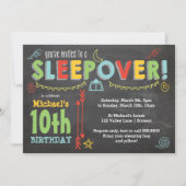 Sleepover Party, Chalkboard and Bold Colors Invitation (Front)