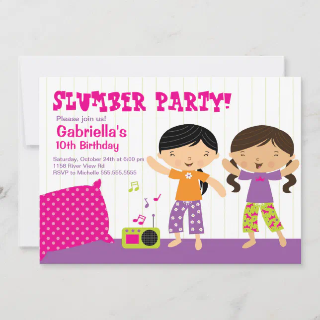 Sleepover Party Fun Birthday Invitation Zazzle