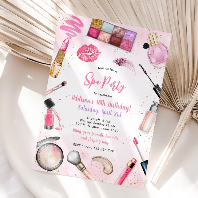 Sleepover Party Girl Spa Pink Birthday Invitation (Creator Uploaded)