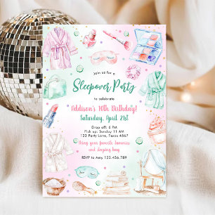 Sleepover Party Girl Spa Pink Birthday Invitation