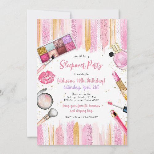 Sleepover Party Girl Spa Pink Birthday Invitation