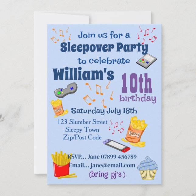 Sleepover Party Invitation (Front)
