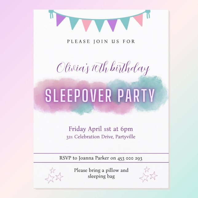 Sleepover Party invitation | Pretty pastels  (Creator Uploaded)