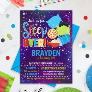 Sleepover Party Invitation Slumber Party Boy