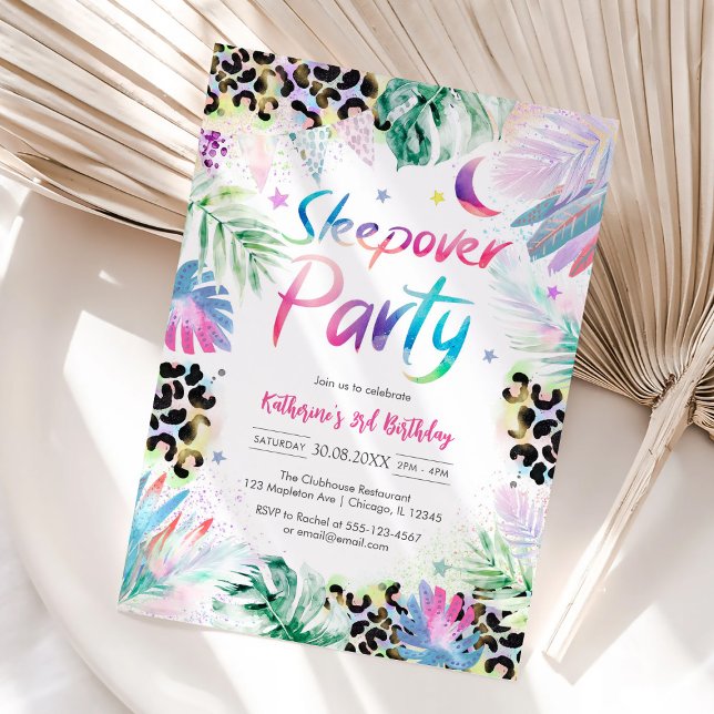 Sleepover Party Leopard Jungle Birthday Invitation (Creator Uploaded)