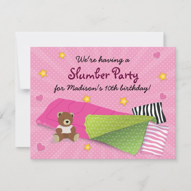 Sleepover Party Pink Invitation (Front)