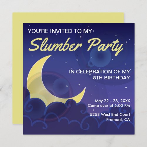Sleepover Party  Slumber Party Birthday Invite