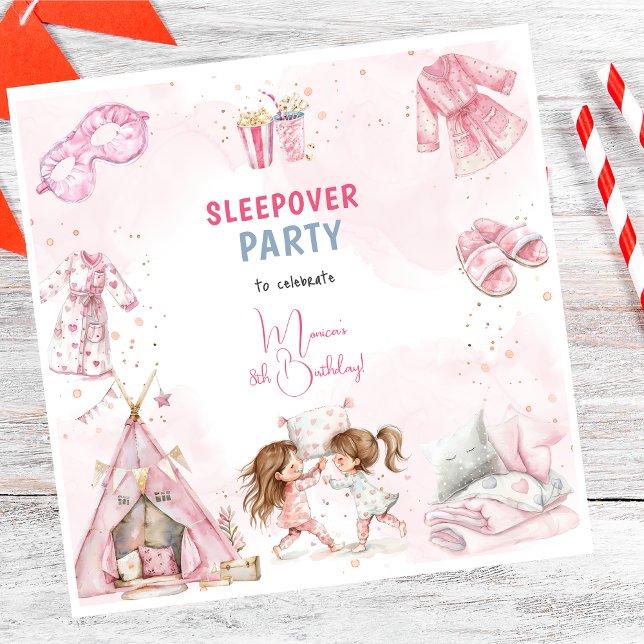 Sleepover pyjama kids birthday party napkins (Creator Uploaded)
