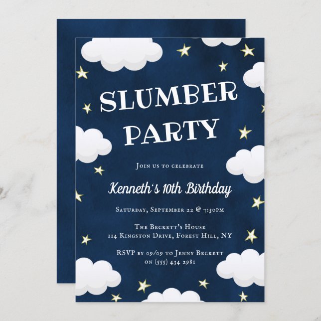 Sleepover Slumber Party Any Age Birthday Invitation (Front/Back)