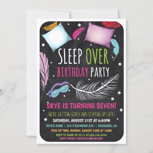 Sleepover Slumber Party Birthday Invitation