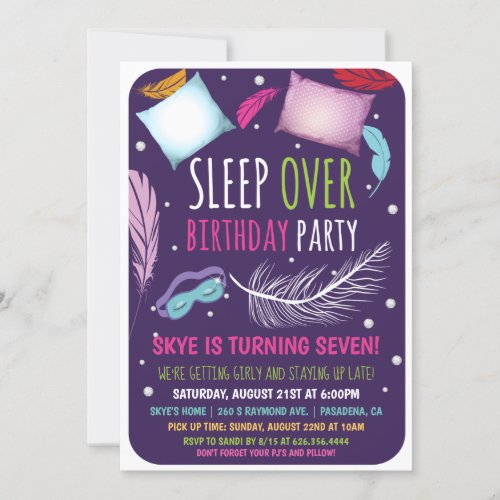 Sleepover Slumber Party Birthday Invitation