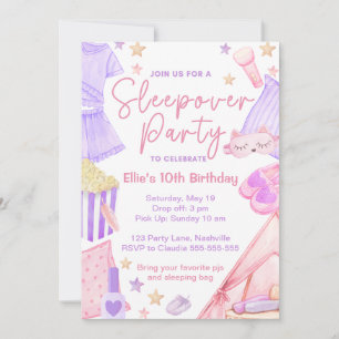 Sleepover Slumber Party Birthday Invitation 