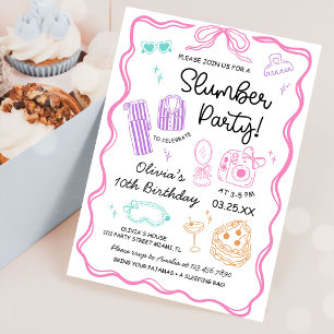 Sleepover Slumber Party Cute Girl Birthday Invitation