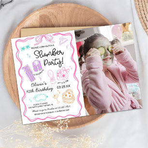 Sleepover Slumber Party Cute Girl Birthday Photo Invitation