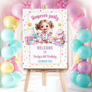 Sleepover Slumber Party Cute Girl Birthday Welcome Foam Board