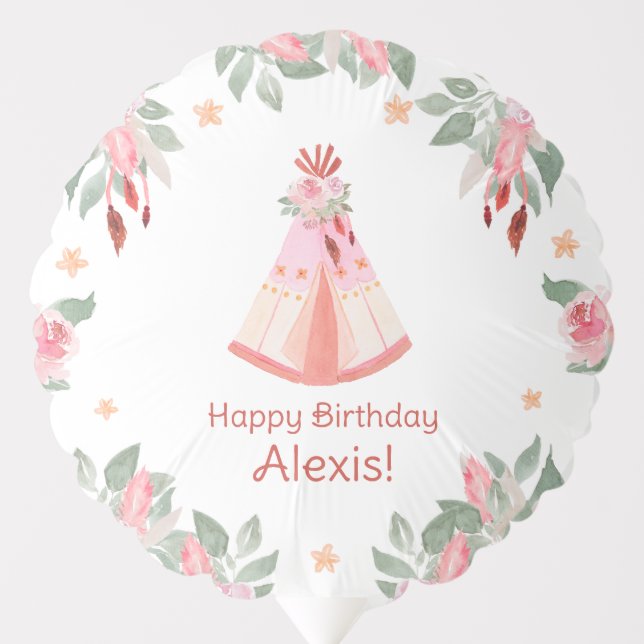 Sleepover Slumber Party Girl Pink Teepee Birthday  Balloon (Front)