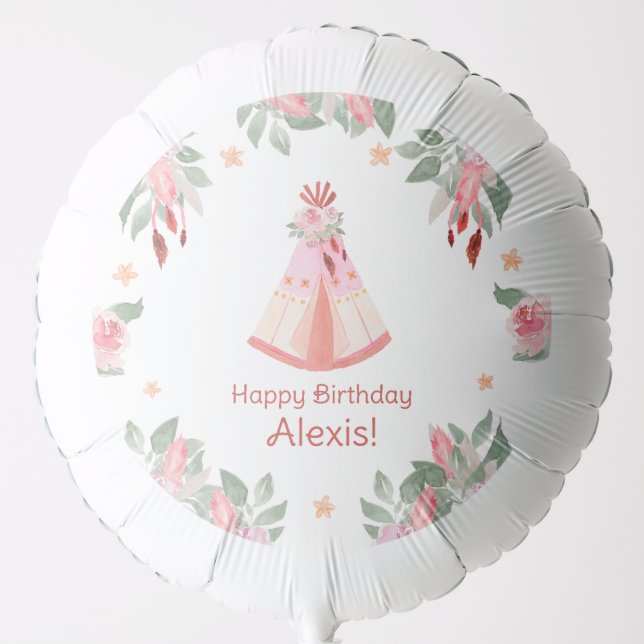 Sleepover Slumber Party Girl Pink Teepee Birthday  Balloon (Front)
