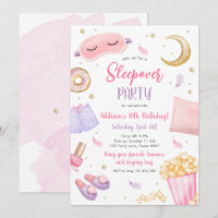 Sleepover Slumber Party Girl Spa Pink Birthday Inv