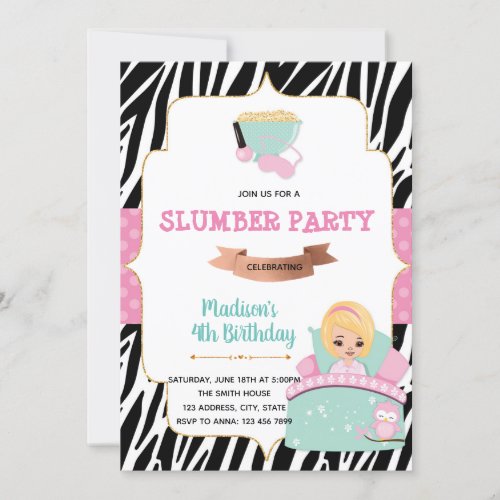 Sleepover slumber party invitation