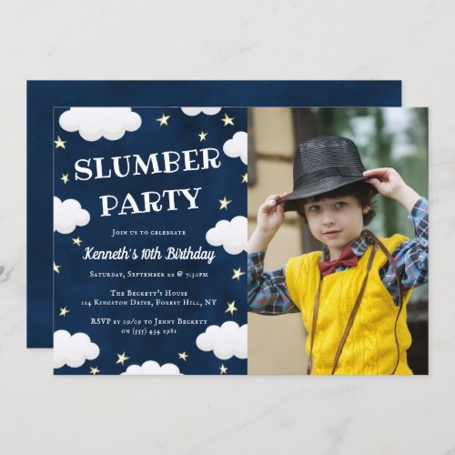 Sleepover Slumber Party Photo Birthday Invitations