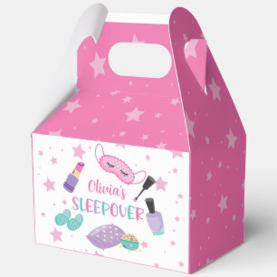 Sleepover slumber party pink purple tween favor boxes