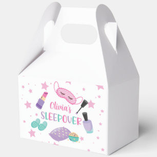 Sleepover slumber party pink purple tween favor boxes