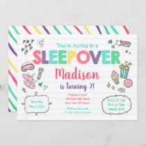 Sleepover Slumber Party Rainbow Girl Birthday Invitation