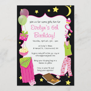 Sleepover! Slumber Party Themed Invitations