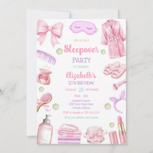 Sleepover Spa Party Slumber Pamper Birthday Invitation