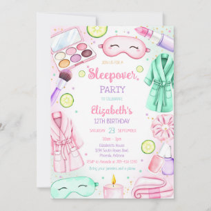 Sleepover Spa Party Slumber Pamper Birthday  Invitation