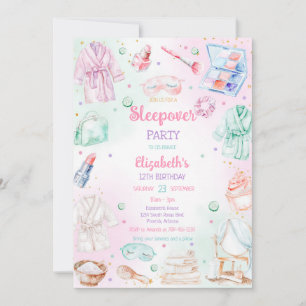 Sleepover Spa Party Slumber Pamper Birthday Invitation
