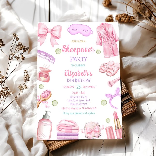 Sleepover Spa Party Slumber Pamper Birthday Invitation (Creator Uploaded)