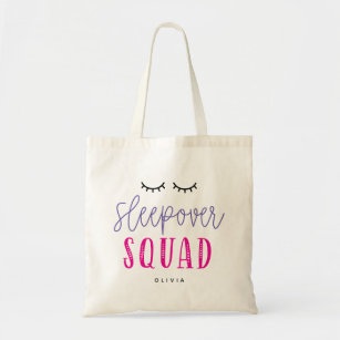 Sleepover Squad Editable Color Slumber Party Tote Bag
