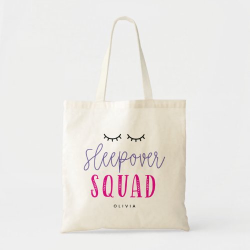 Sleepover Squad Editable Color Slumber Party Tote Bag