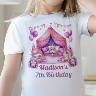 Sleepover squad Girl Birthday pink purple glitter