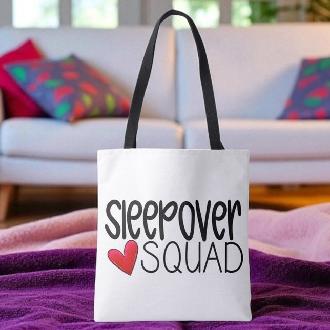 Sleepover Squad Heart Party Favor Custom Tote Bag (Creator Uploaded)