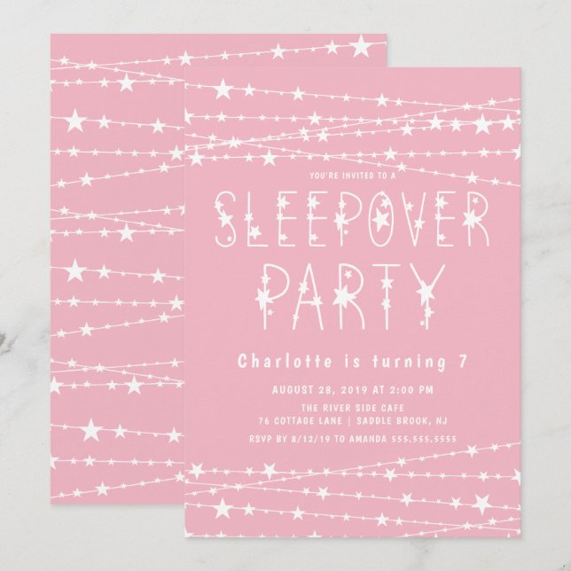 Sleepover Stars Birthday Party Invitation (Front/Back)