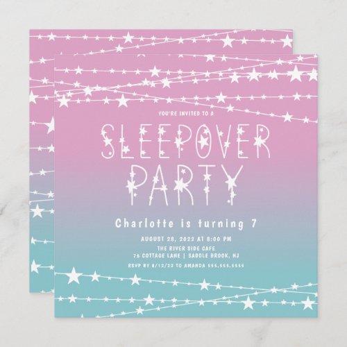 Sleepover Stars Birthday Party Invitation