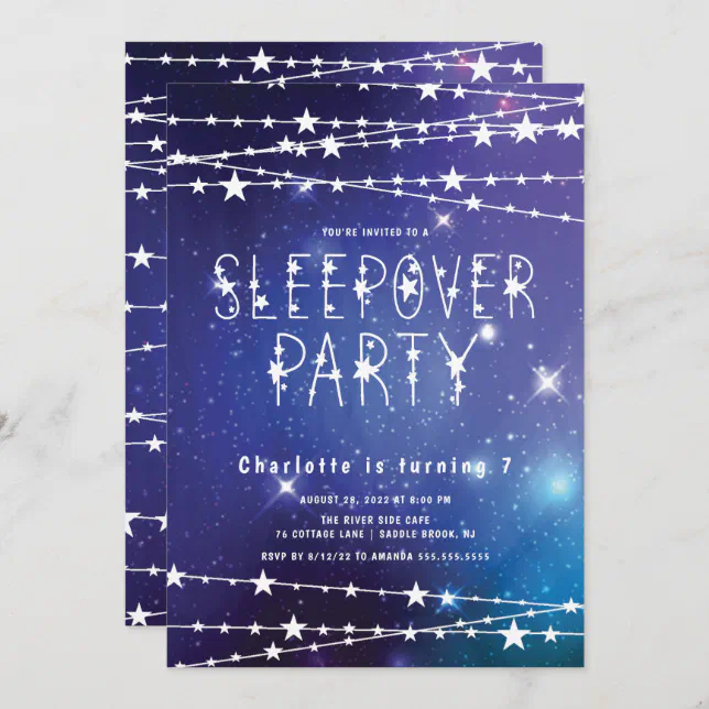 Sleepover Stars Birthday Party Invitation | Zazzle