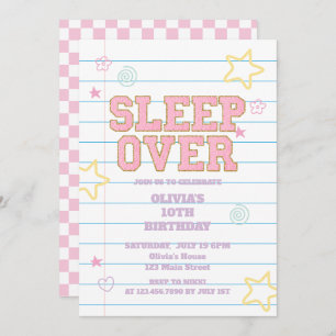 Sleepover varsity patch notebook invitation