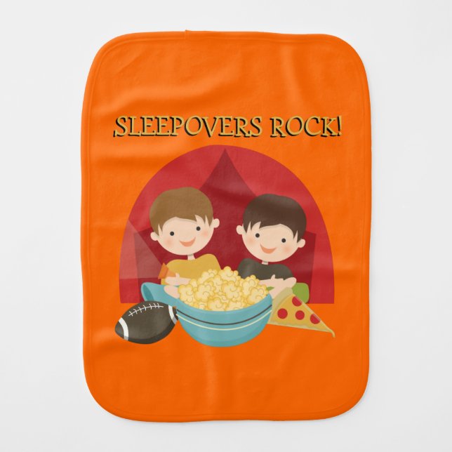 Sleepovers Rock Baby Burp Cloth (Front)
