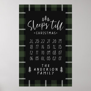 Sleeps 'till Christmas modern minimalist farmhouse Poster