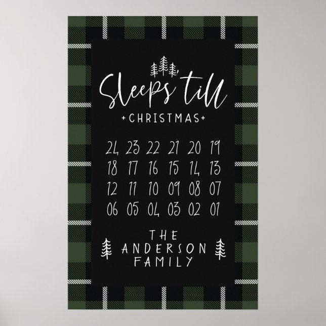 Sleeps 'till Christmas modern minimalist farmhouse Poster (Front)