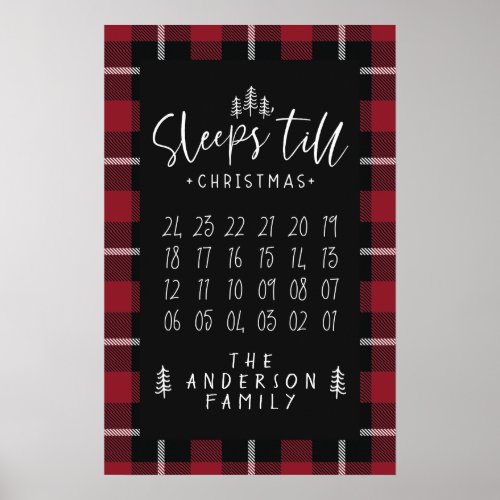 Sleeps till Christmas modern minimalist farmhouse Poster