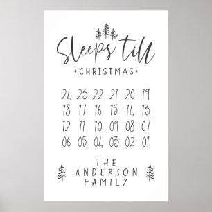 Sleeps 'till Christmas modern minimalist farmhouse Poster